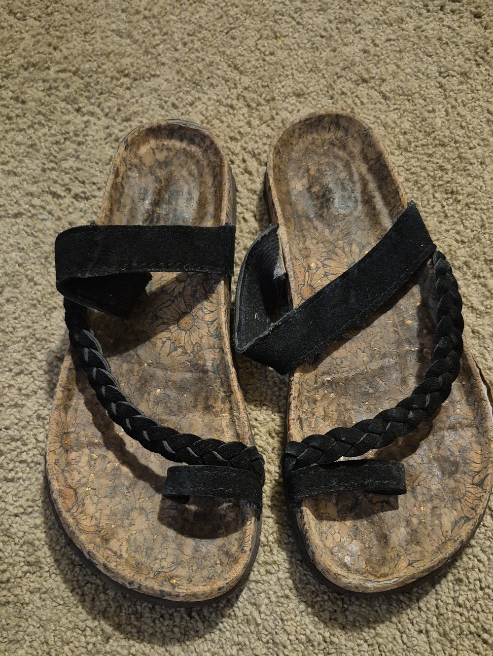Muk Luks Black Braided Strap Sandals